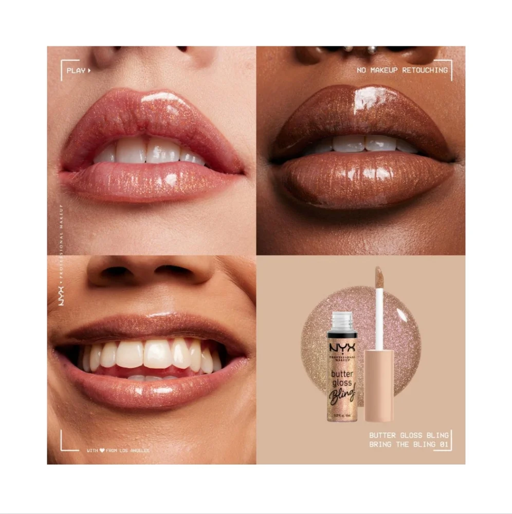 NYX Butter Gloss Bling Non-Sticky Lip Gloss Shade: Bring the Bling 💎✨ 🆕